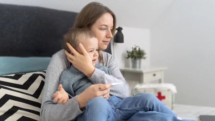 mom-taking-care-her-child-teleconsulting-with-doctor